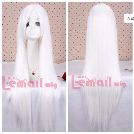 Peruca longa branca 80 cm